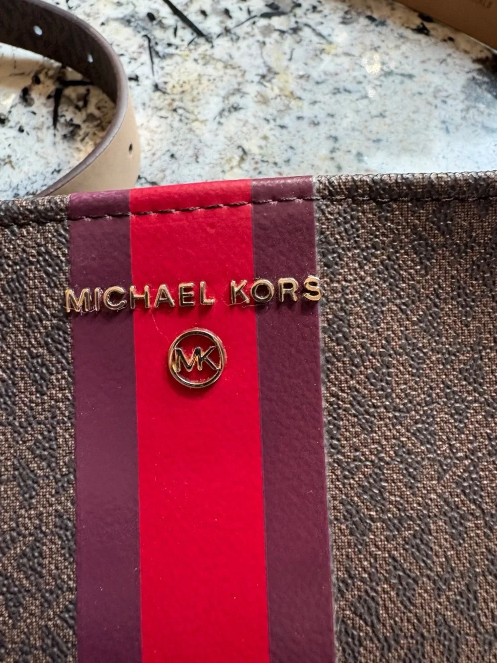 Michael Kors Signature Monogram Stripe Belt Bag Fanny Pack - Like New!